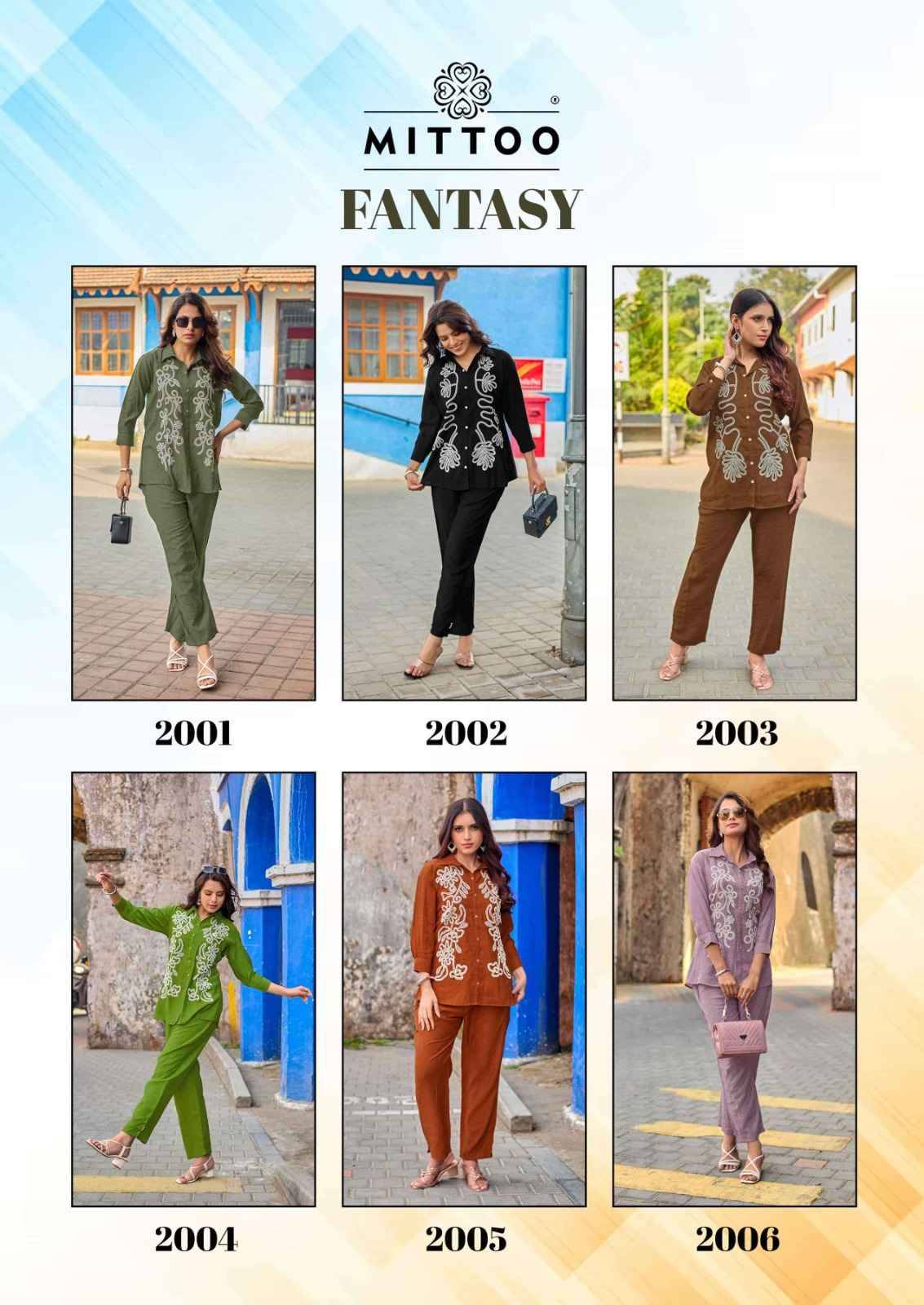 FANTASY By MITTOO 2001 To 2006 Series Designer Collection Viscose Crap Co-ord Set At Wholesale Price